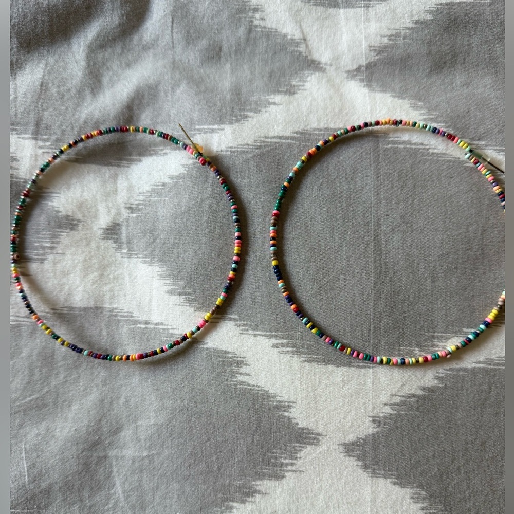Colorful Beaded Hoop Earrings